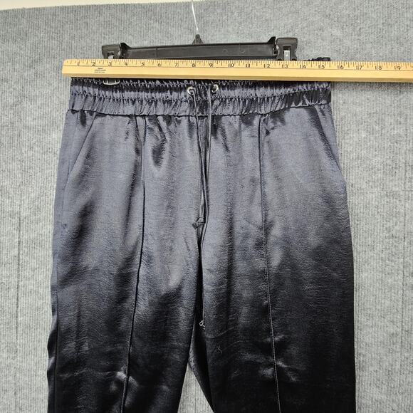 Cinq à Sept Pants Womens Medium Satin Drawstring Tapered Leg Dressy Comfort Navy - Picture 3 of 9